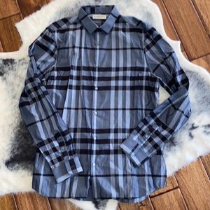 Burberry London Charcoal and Black Check Dress Shirt Mens L